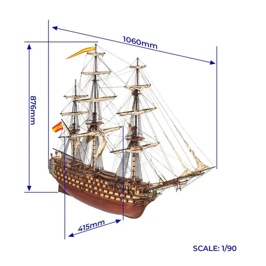 Occre Santisima Trinidad Wooden Ship Model Kit, 1:90 Scale (1769)
