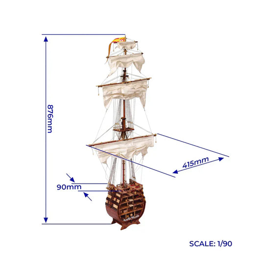 Occre Santisima Trinidad Section Wooden Ship Model Kit, 1:90 Scale (1769)