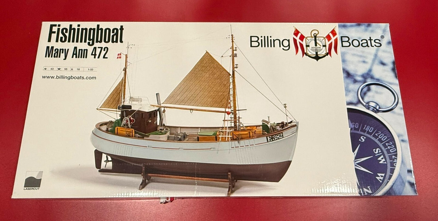 BILLING BOATS. FISHINGBOAT MARY ANN 472. 1/33 SCALE.