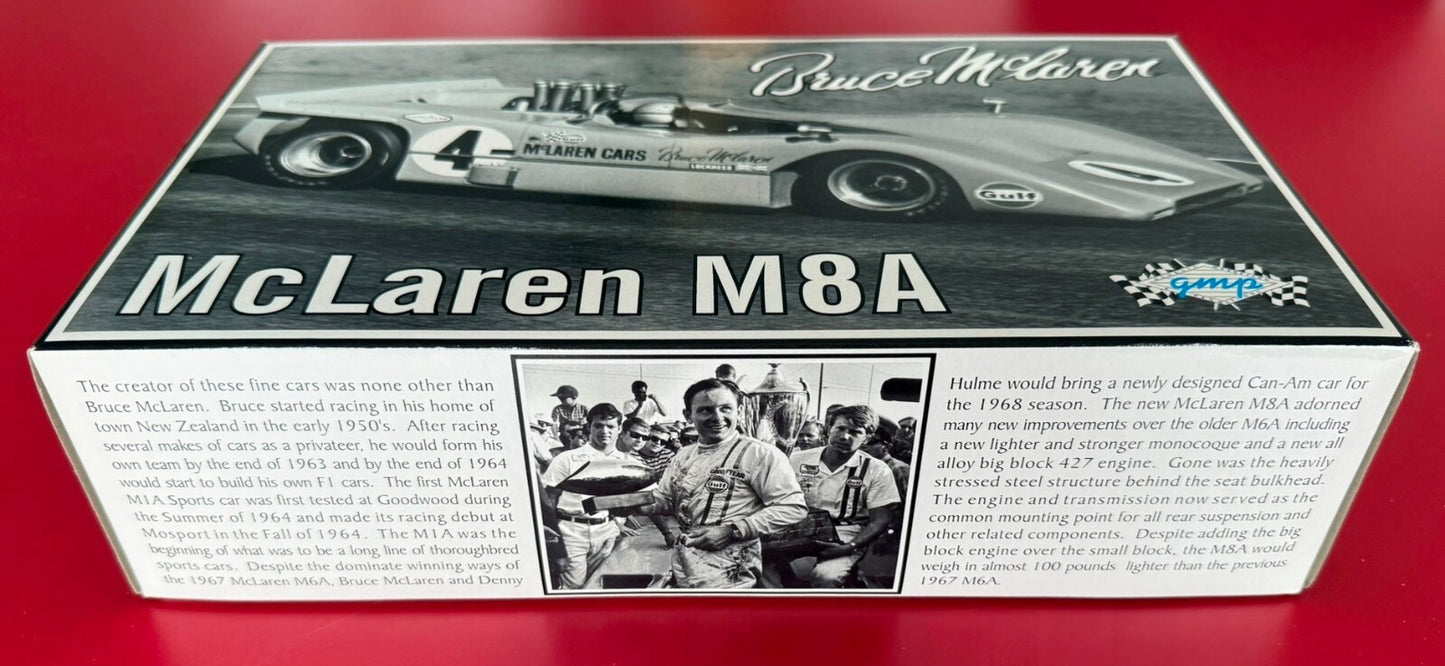 GMP. 12021. BRUCE McLAREN. McLAREN M8A. 1/18 SCALE.