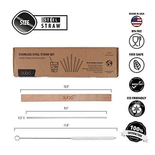 Reusable Portable Straws with Case – (6 Pack) 8.5 Inch Travel Eco-Friendly Stain
