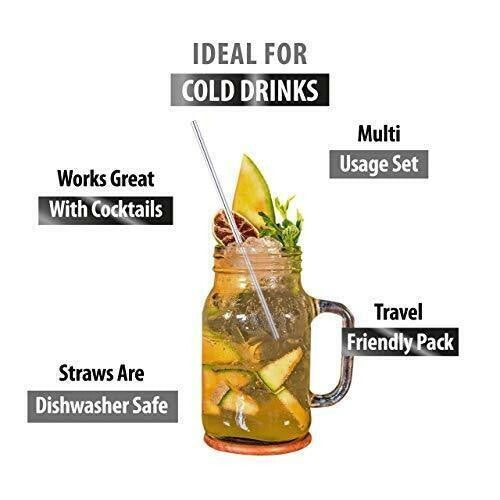 Reusable Portable Straws with Case – (6 Pack) 8.5 Inch Travel Eco-Friendly Stain