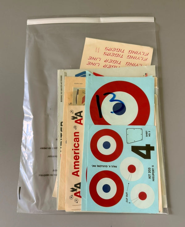 Vintage Plastic Model Kit Decal Sheets Lot of 10 Assorted. #13