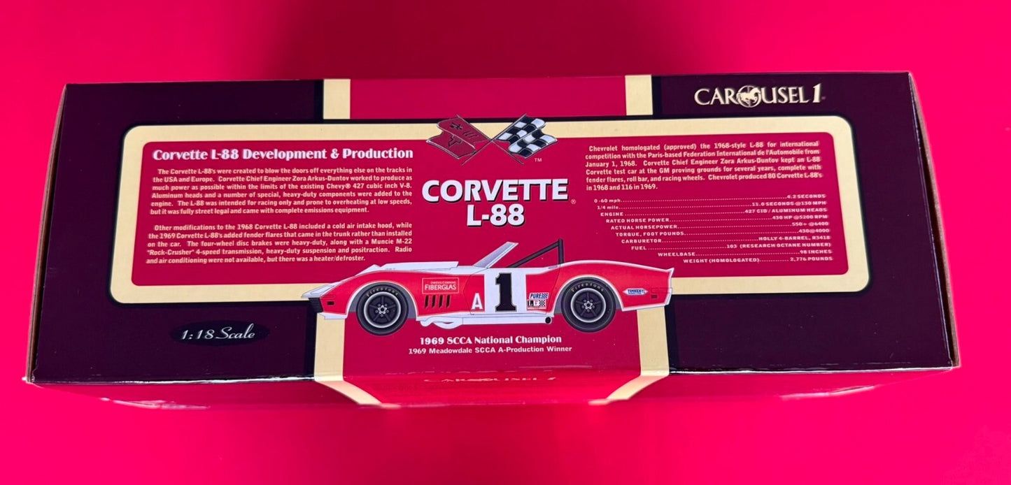 CAROUSEL 1. CORVETTE L-88. #1 TONY DELORENZO. 4604. 1/18 SCALE.