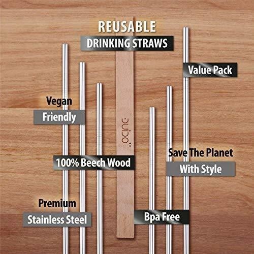 Reusable Portable Straws with Case – (6 Pack) 8.5 Inch Travel Eco-Friendly Stain
