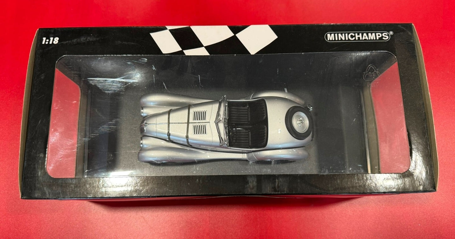 MINICHAMPS. BMW 328 - 1936 SILVER. 1/18 SCALE.