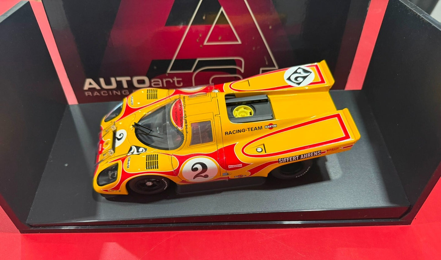 AUTOart. PORSCHE 917K. #2. YELLOW. SIFFERT AHRENS. 1/18 SCALE.