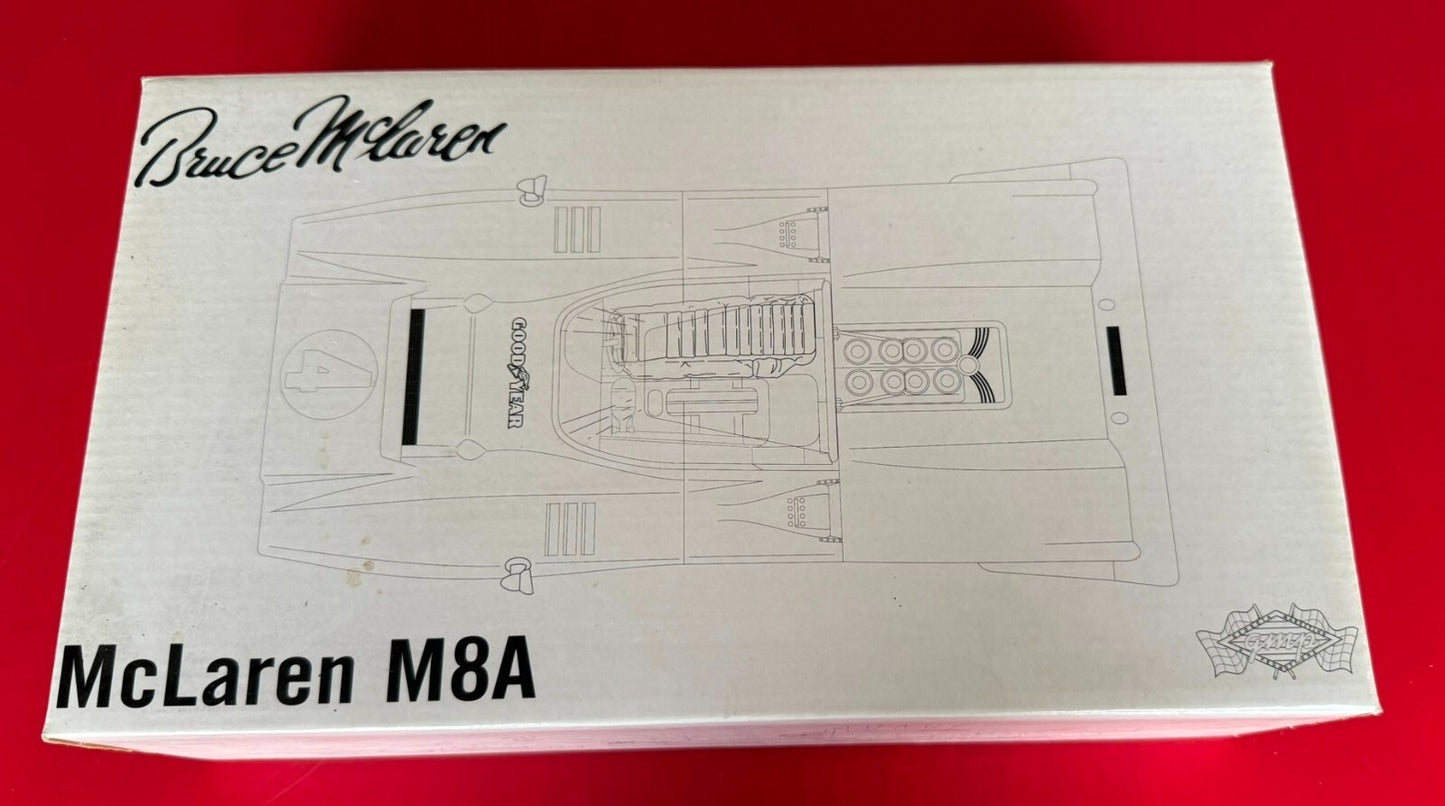 GMP. 12021. BRUCE McLAREN. McLAREN M8A. 1/18 SCALE.