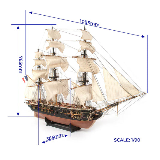 Occre Belle Poule Wooden Ship Model Kit, 1:90 Scale (1834)