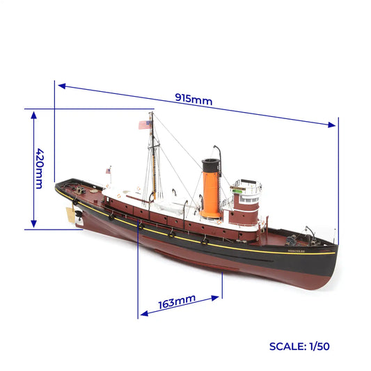 Occre Hercules Tugboat Wooden Ship Model Kit, 1:50 Scale (1907)