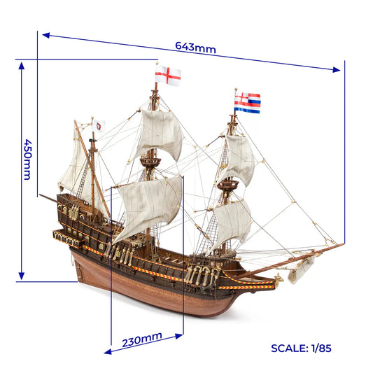 Occre Golden Hind Wooden Ship Model Kit, 1:85 Scale (1577)