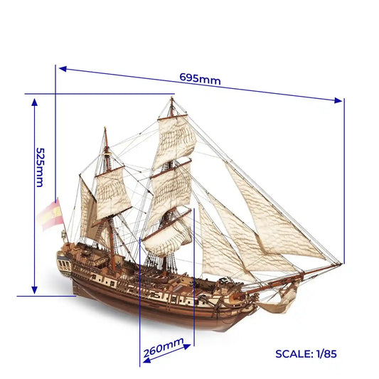 Occre La Candelaria Wooden Ship Model Kit, 1:85 Scale