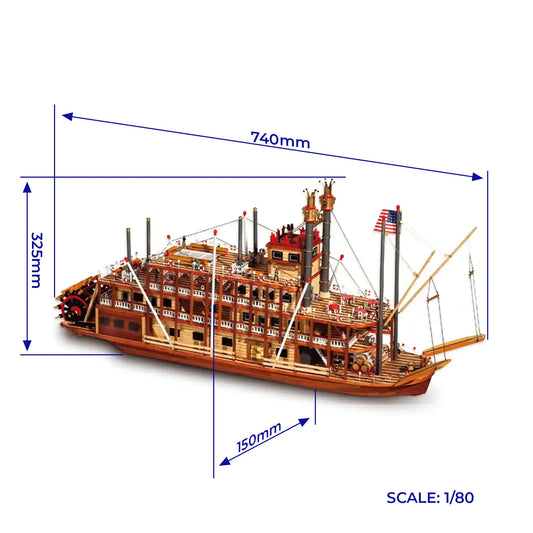 Occre The Steamboat Mississippi Wooden Ship Model Kit, 1:80 Scale