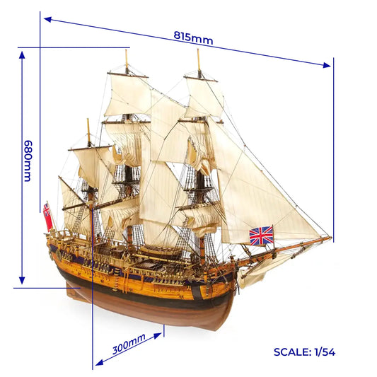 Occre HMS Endeavour Wooden Ship Model Kit, 1:54 Scale (1764)