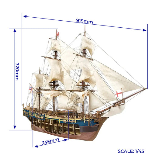 Occre HMS Bounty Wooden Ship Model Kit, 1:45 Scale (1784)