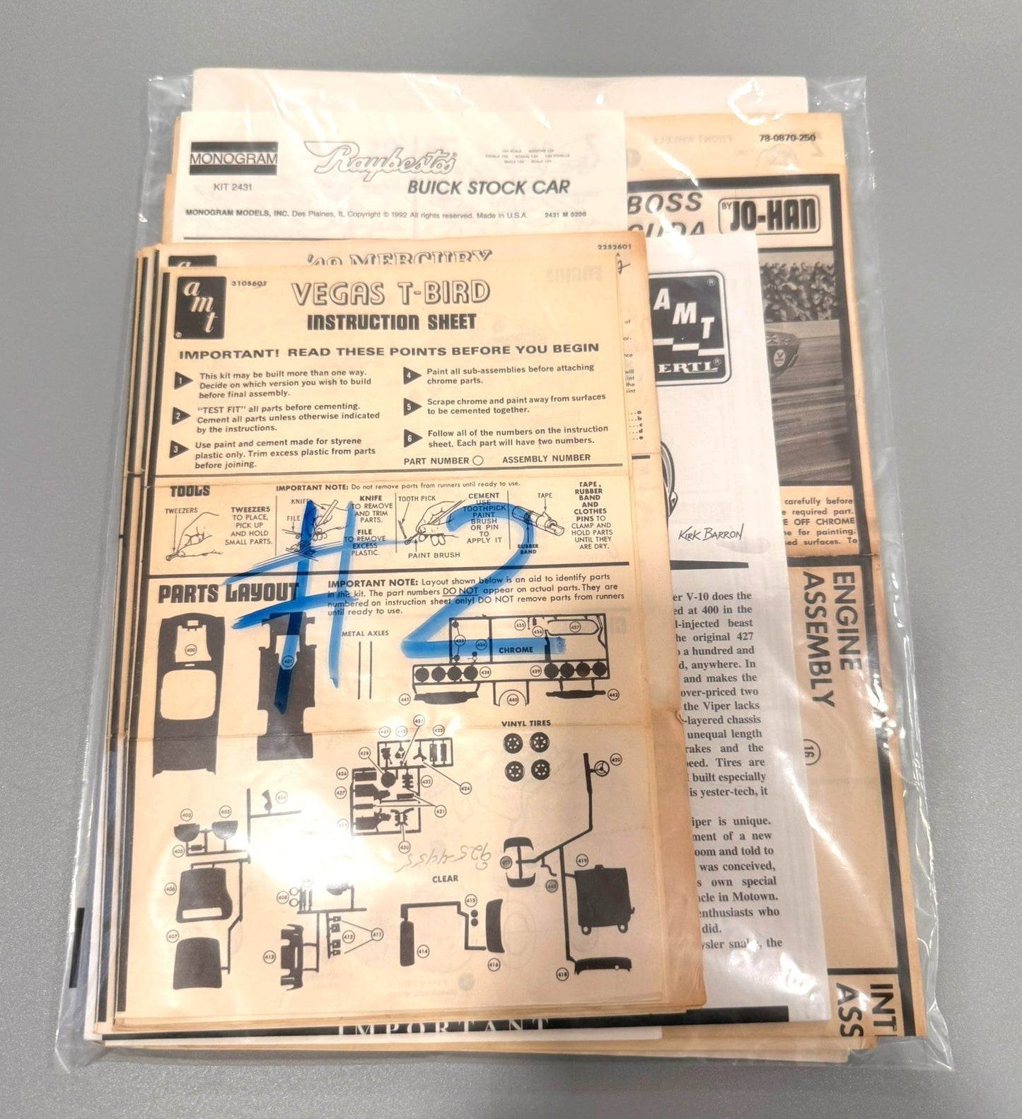 Vintage Plastic Model Kit Instructions Lot of 10 Assorted Original Sheets. #2