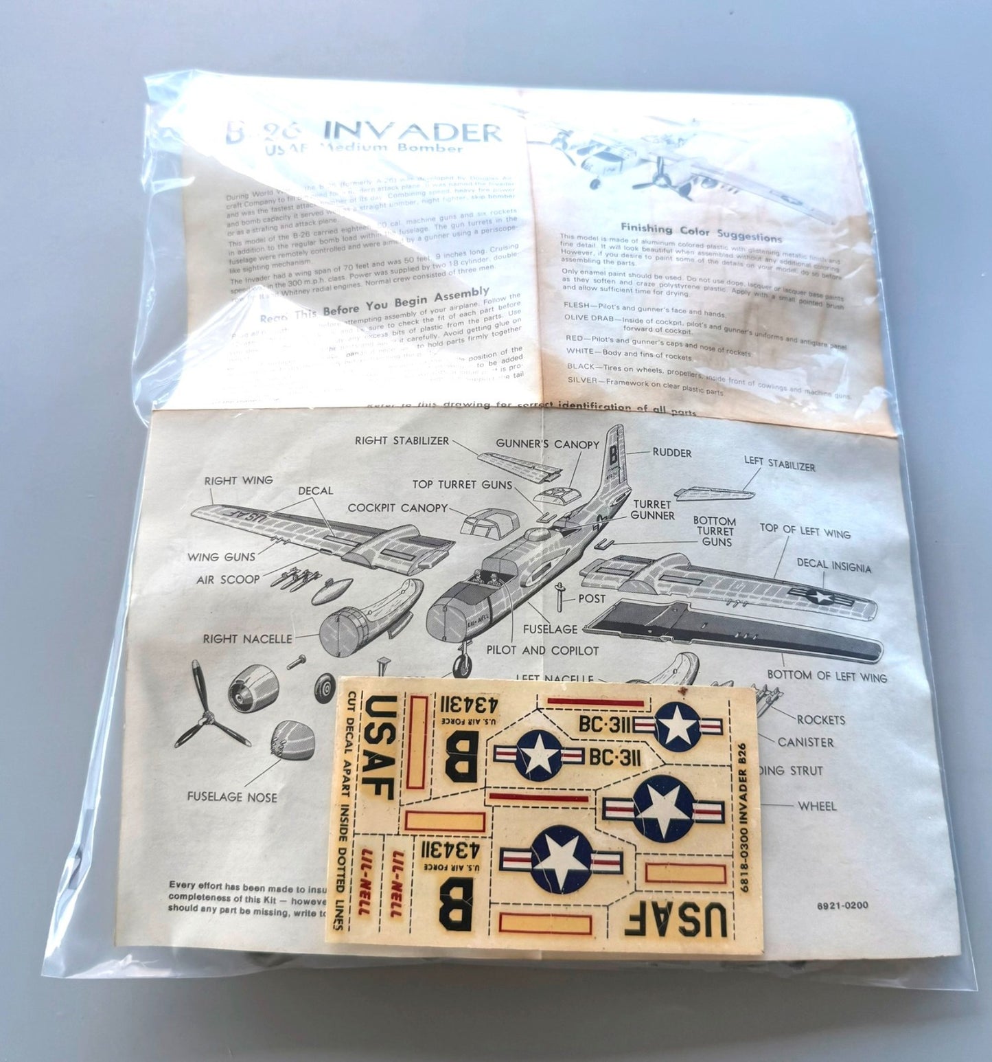 Monogram 6818-0300 B-26 Invader USAF Medium Bomber Model Kit 1/67 No Box Vintage