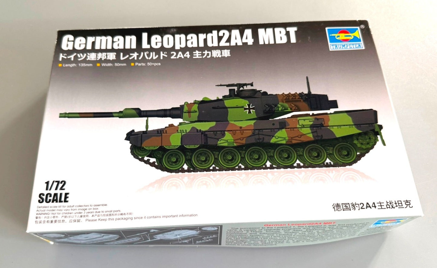 TRUMPETER 07190 German Leopard 2A4 MBT Main Battle Tank 1/72 Model Kit