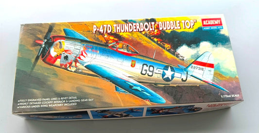 Academy P-47D Thunderbolt Bubble Top 1/72 Scale WWII Aircraft Model Kit 2174