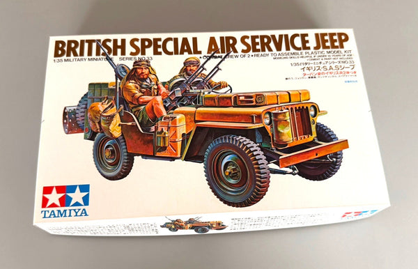 TAMIYA. BRITISH SPECIAL AIR SERVICE JEEP. 1/35 SCALE. SERIES NO. 33.
