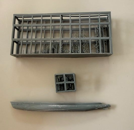 1/700 Scale Submarine Model Kit with Display Case & Detail Parts