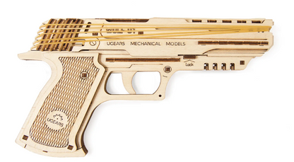 UGears Wolf-01 Handgun Wooden 3D Puzzle, Model 70047