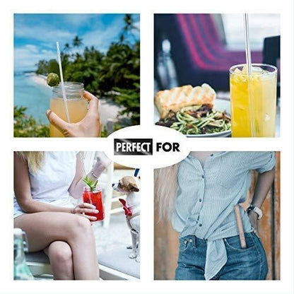 Reusable Portable Straws with Case – (6 Pack) 8.5 Inch Travel Eco-Friendly Stain