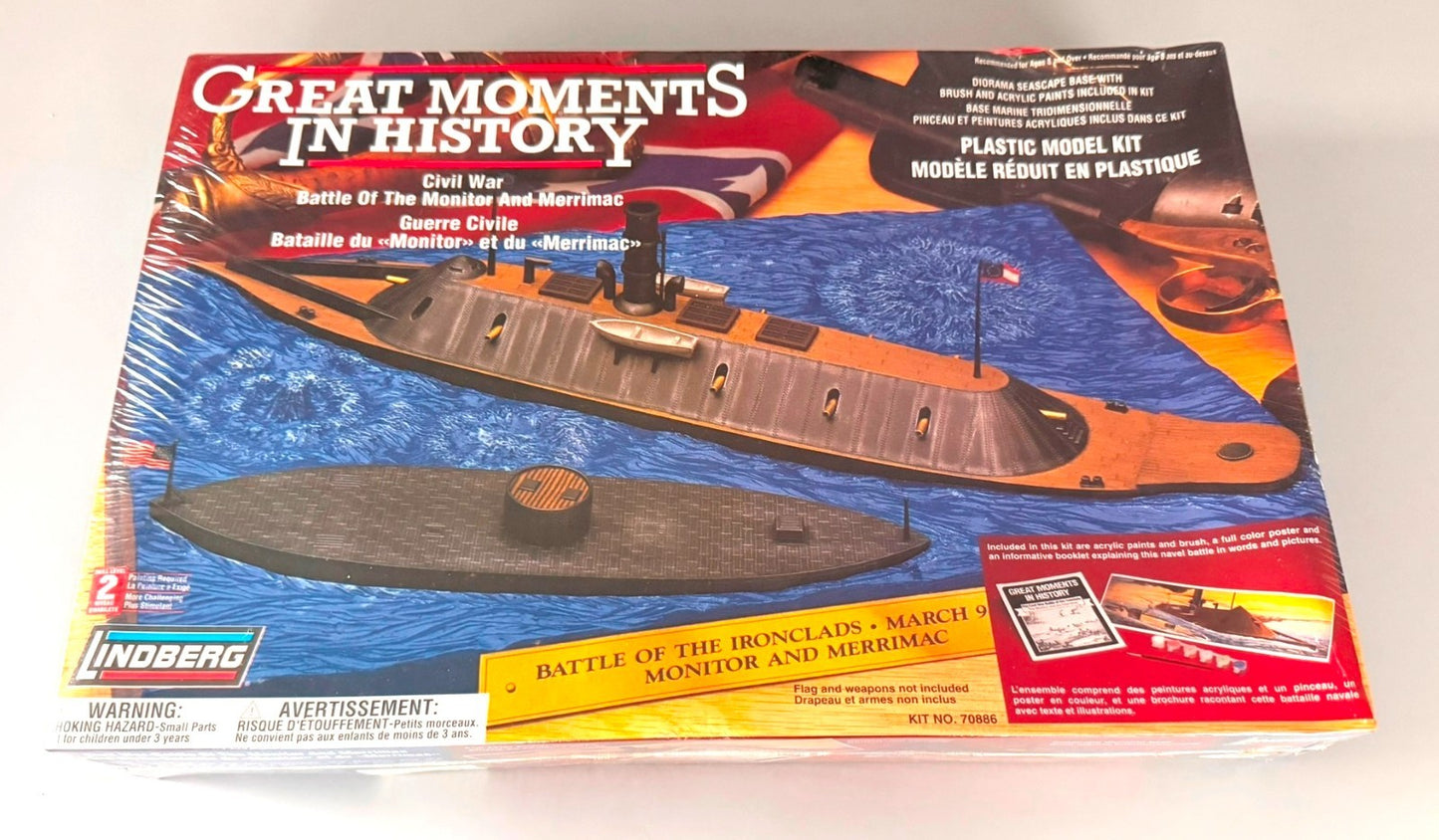 Lindberg Civil War Monitor & Merrimac Battle Diorama Plastic Model Kit 70886