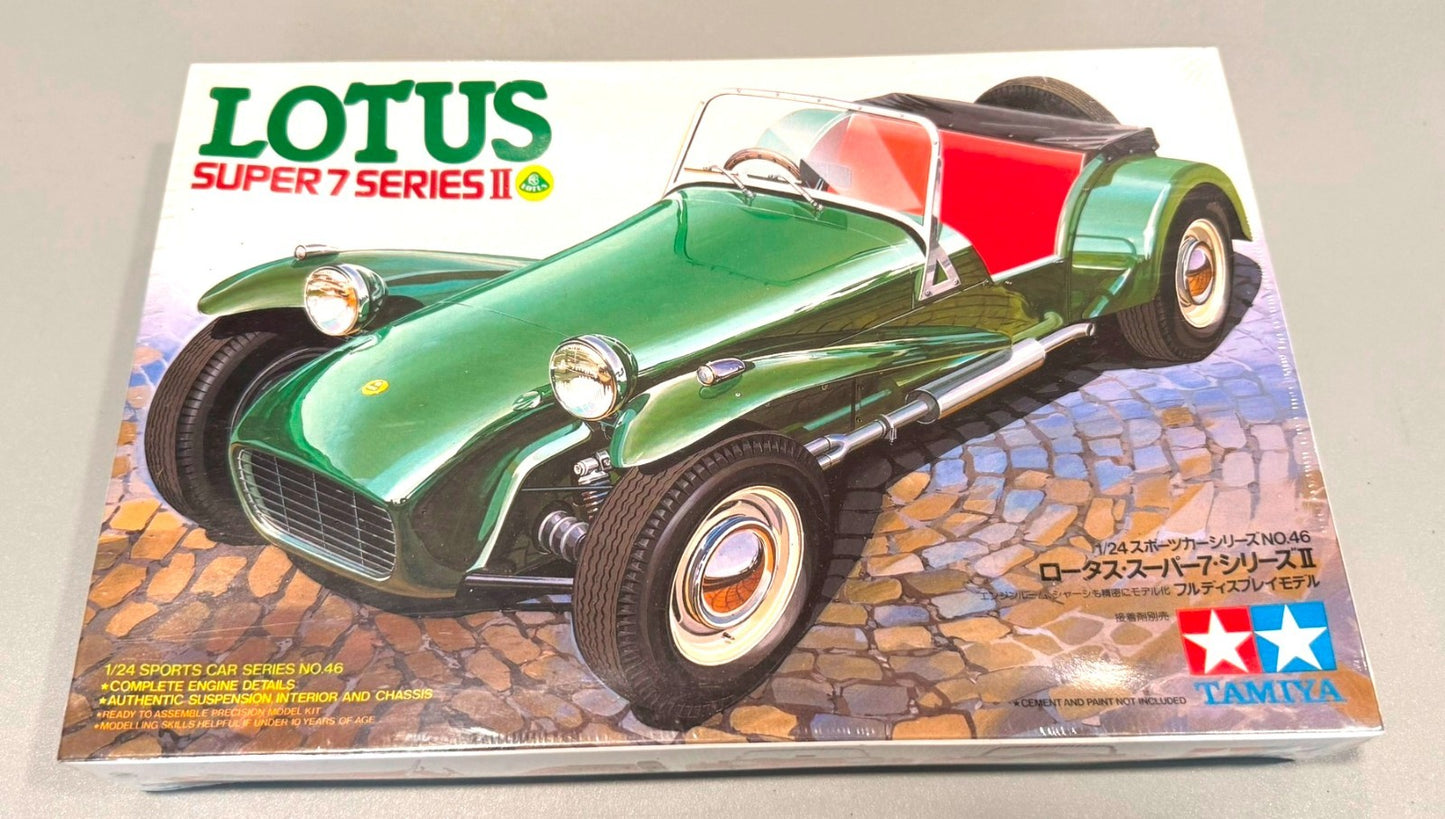 TAMIYA. LOTUS SUPER 7 SERIES II (1500 COSWORTH). 1/24. SPORTS CAR SERIES NO. 46.