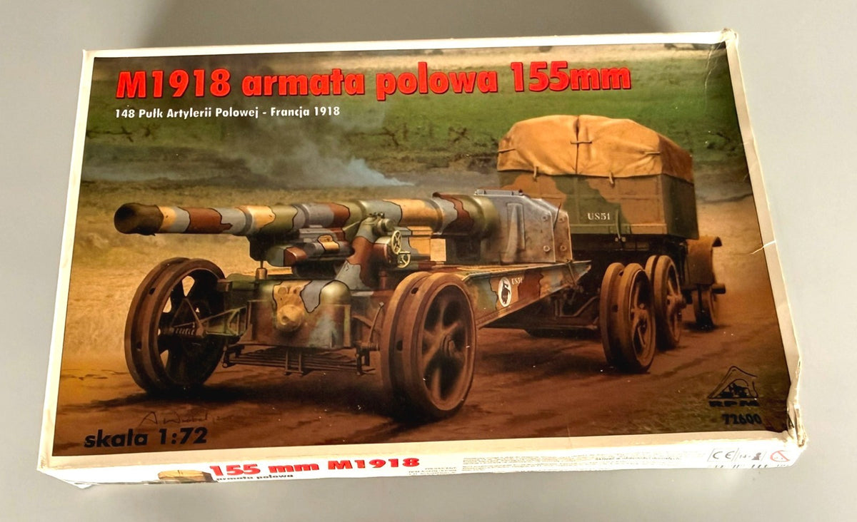 RPM 72600 155mm M1918 French Field Gun WWI 1/72 Scale Military Model Kit