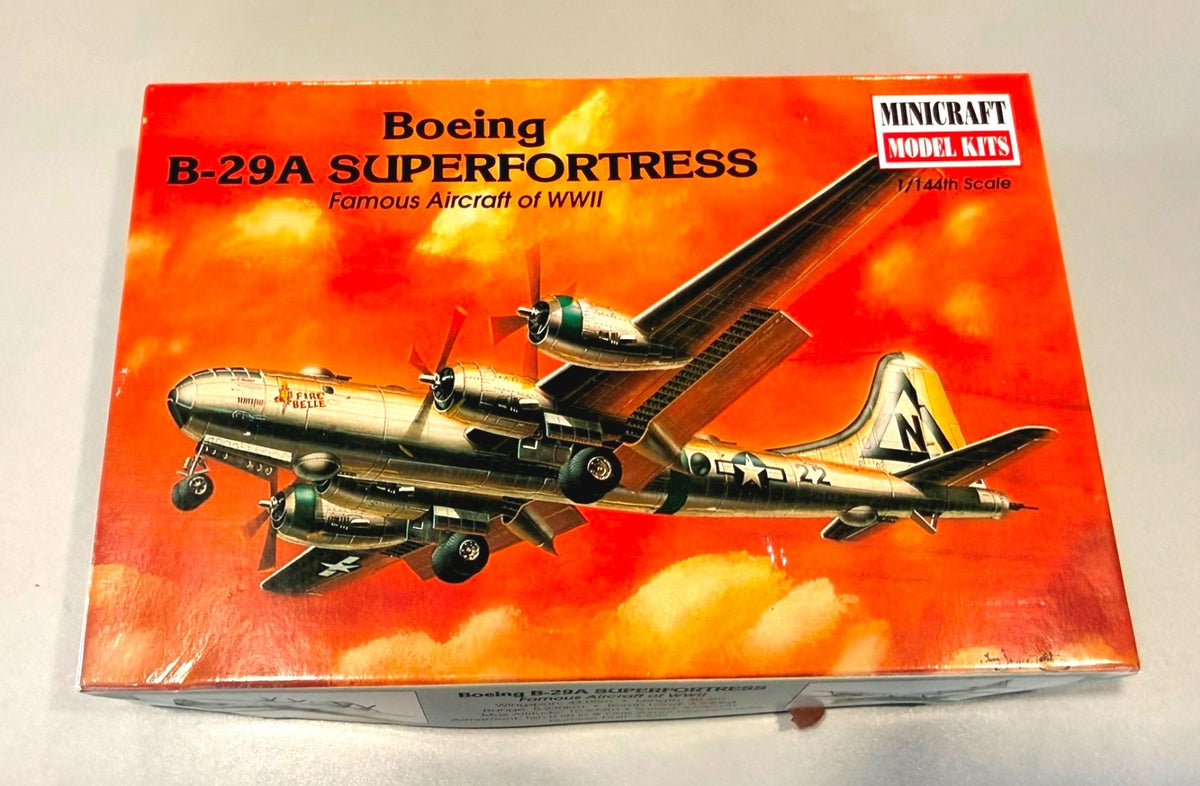 Minicraft Boeing B-29A Superfortress WWII Bomber Aircraft Model Kit 1/144. 14404