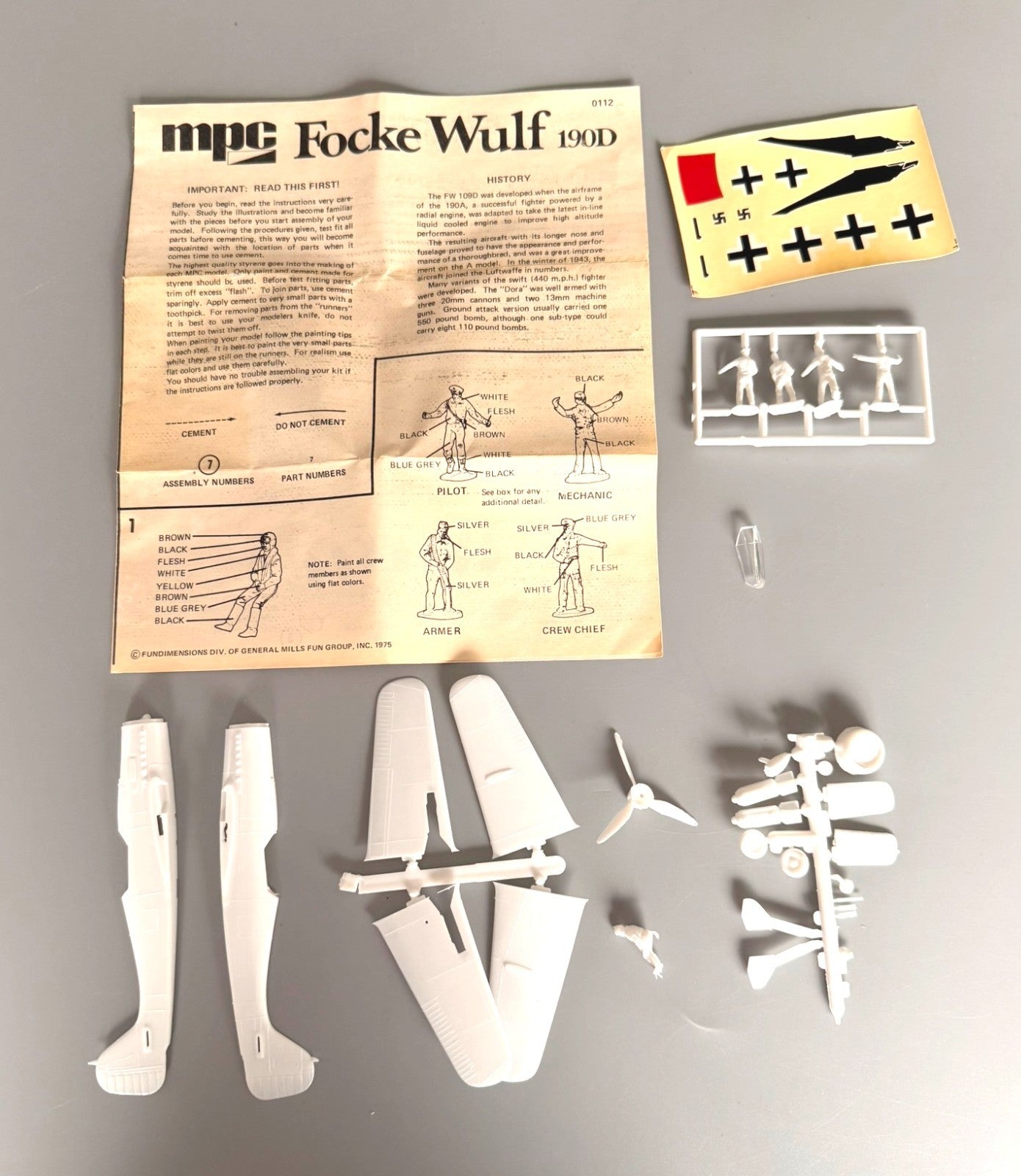 MPC Focke Wulf Fw 190D 1:72 Scale Model Kit #0112 WWII Luftwaffe