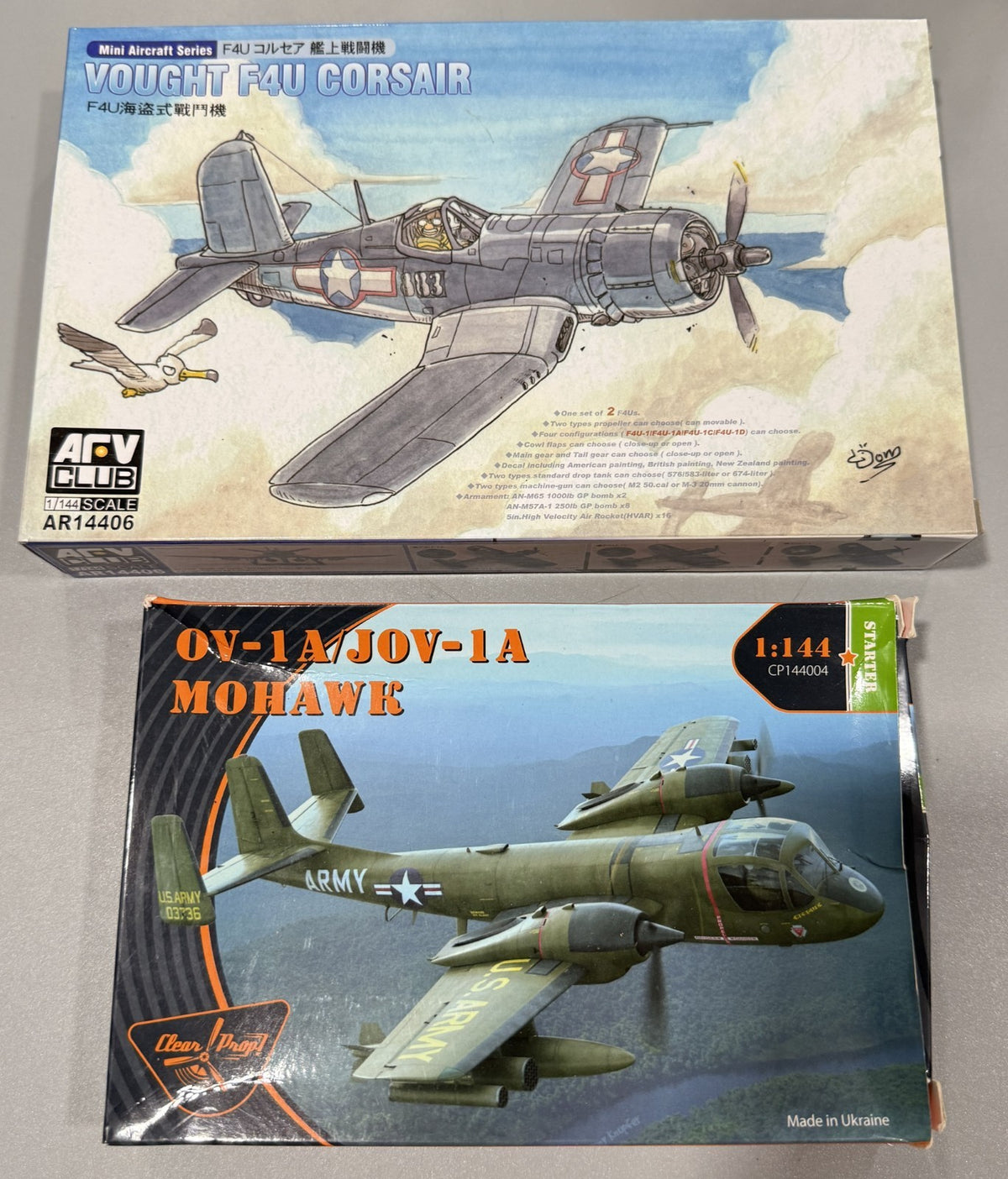 Clear Prop OV-1A Mohawk AFV Club F4U Corsair 1:144 Scale Aircraft Model Kit Lot