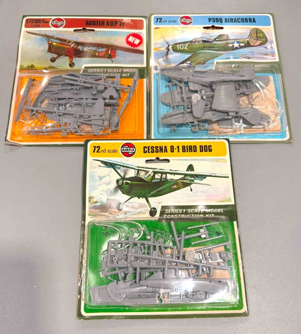 Airfix 1/72 Aircraft Model Kits Lot of 3 Auster AOP VI P39Q Cessna O-1