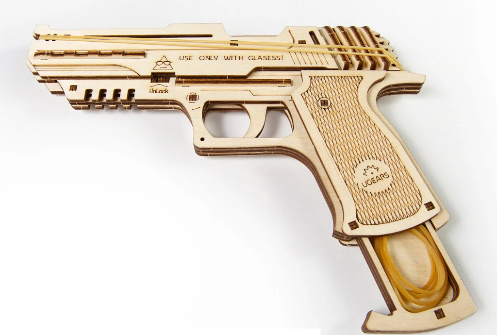 UGears Wolf-01 Handgun Wooden 3D Puzzle, Model 70047