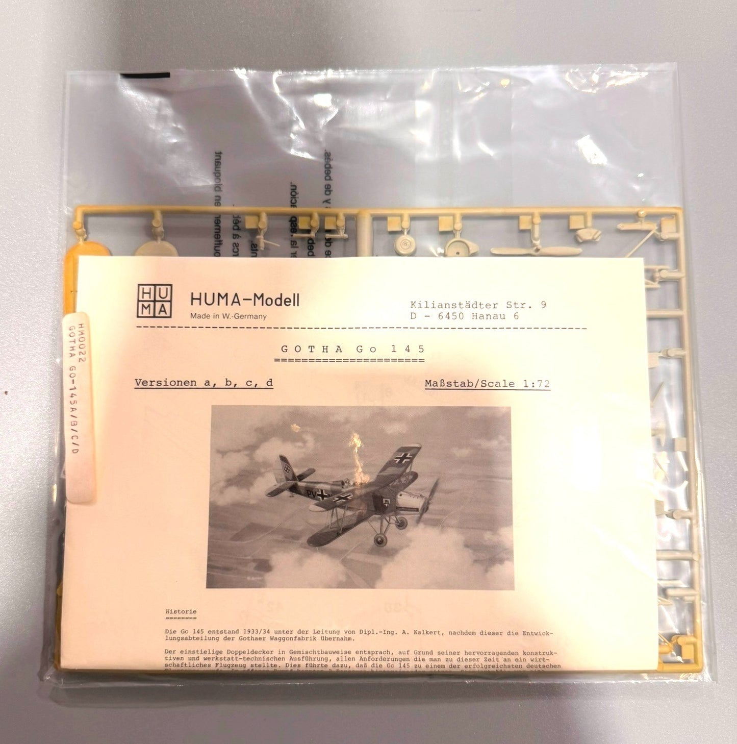 HUMA MODELL. GOTHA GO 145. 1/72 SCALE. IITEM MM0022.