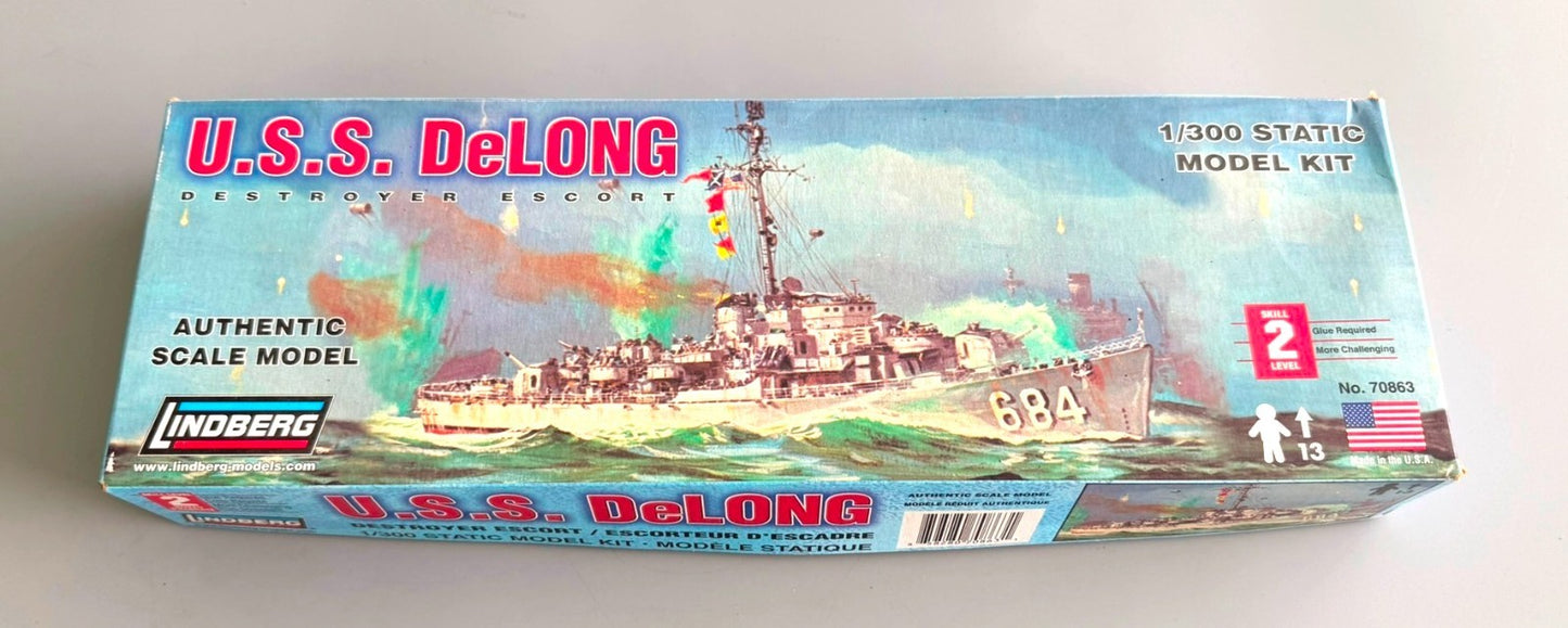 Lindberg USS DeLong Destroyer Escort 1/300 Scale Model Kit No 70863