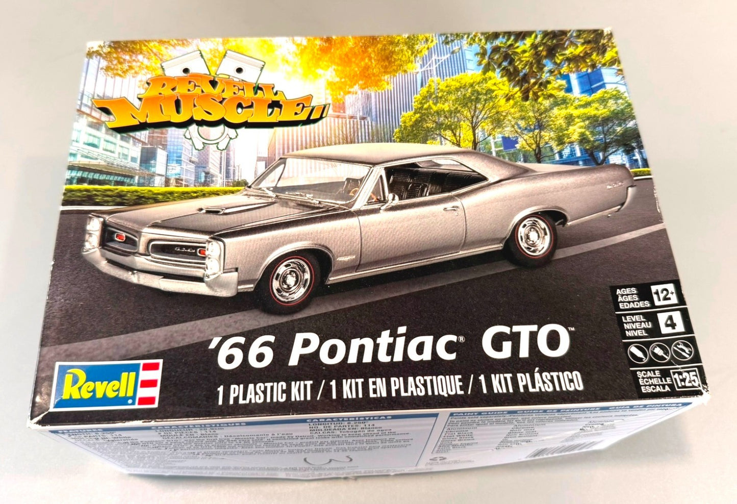 Revell Muscle ’66 Pontiac GTO 1:25 Scale Model Kit, #85-4479, Level 4