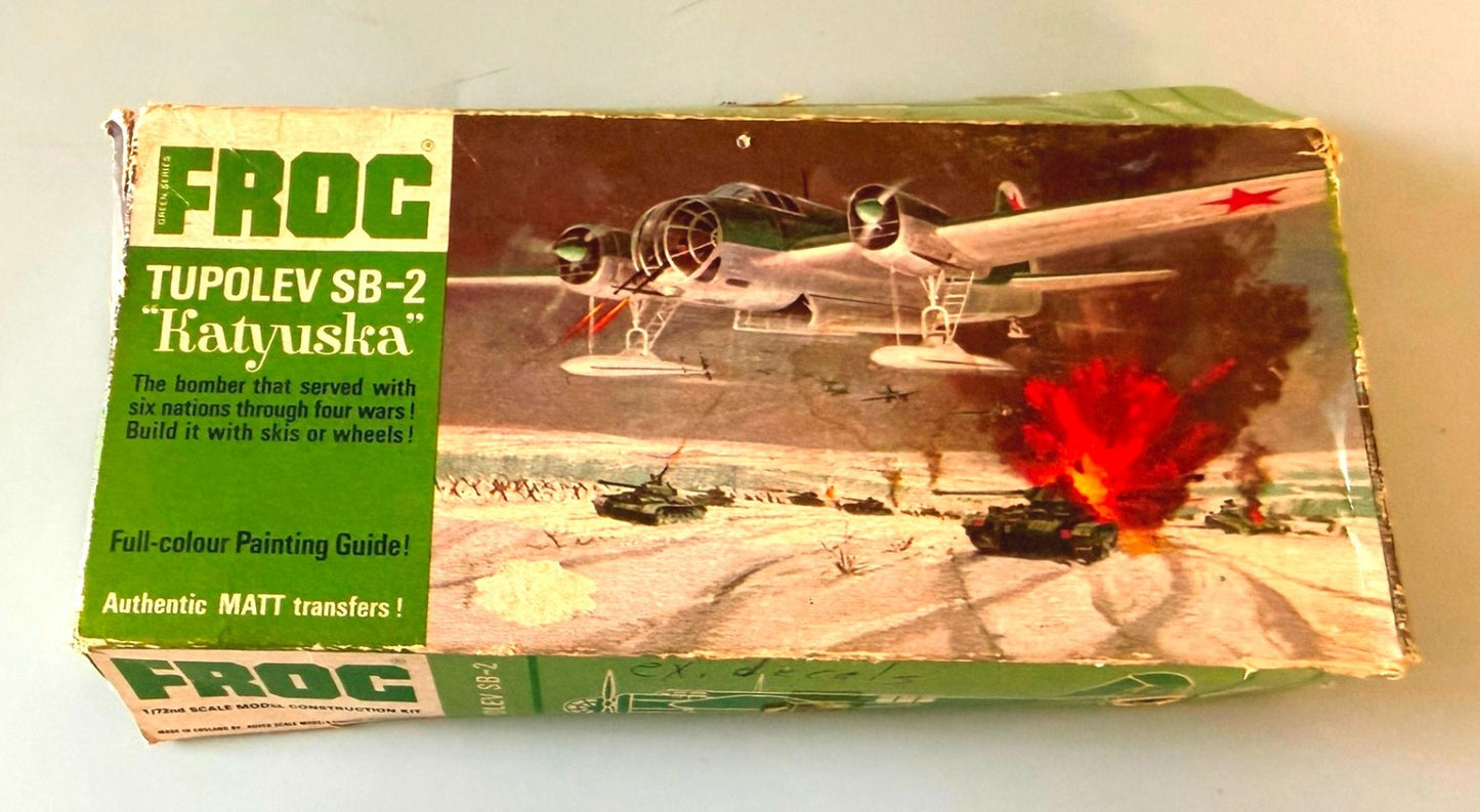 FROG Tupolev SB-2 Katyuska 1/72 Soviet Bomber Vintage Model Kit (INCOMPLETE)