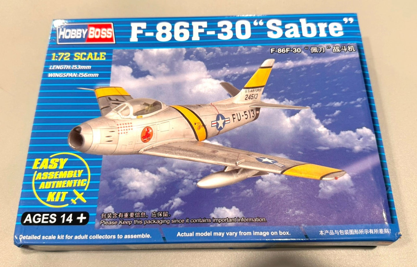 HOBBY BOSS. F-86F-30 SABRE. 1/72 SCALE. KIT. No. 80258.