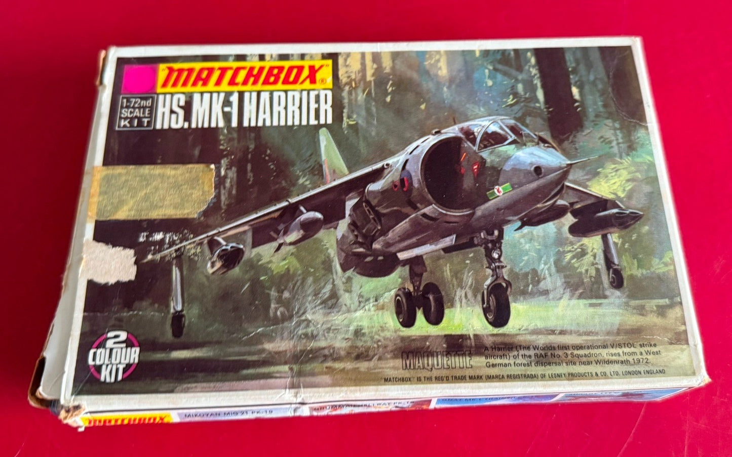MATCHBOX. HS.MK-1 HARRIER. 1/72 SCALE. No.PK-16