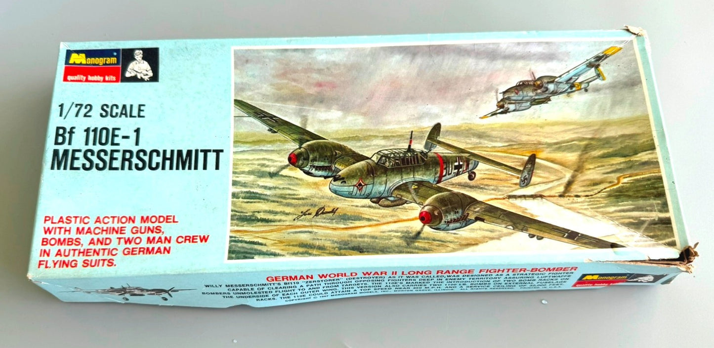 Monogram PA162-100 Messerschmitt Bf 110E-1 German Fighter 1/72 Model Kit Vintage