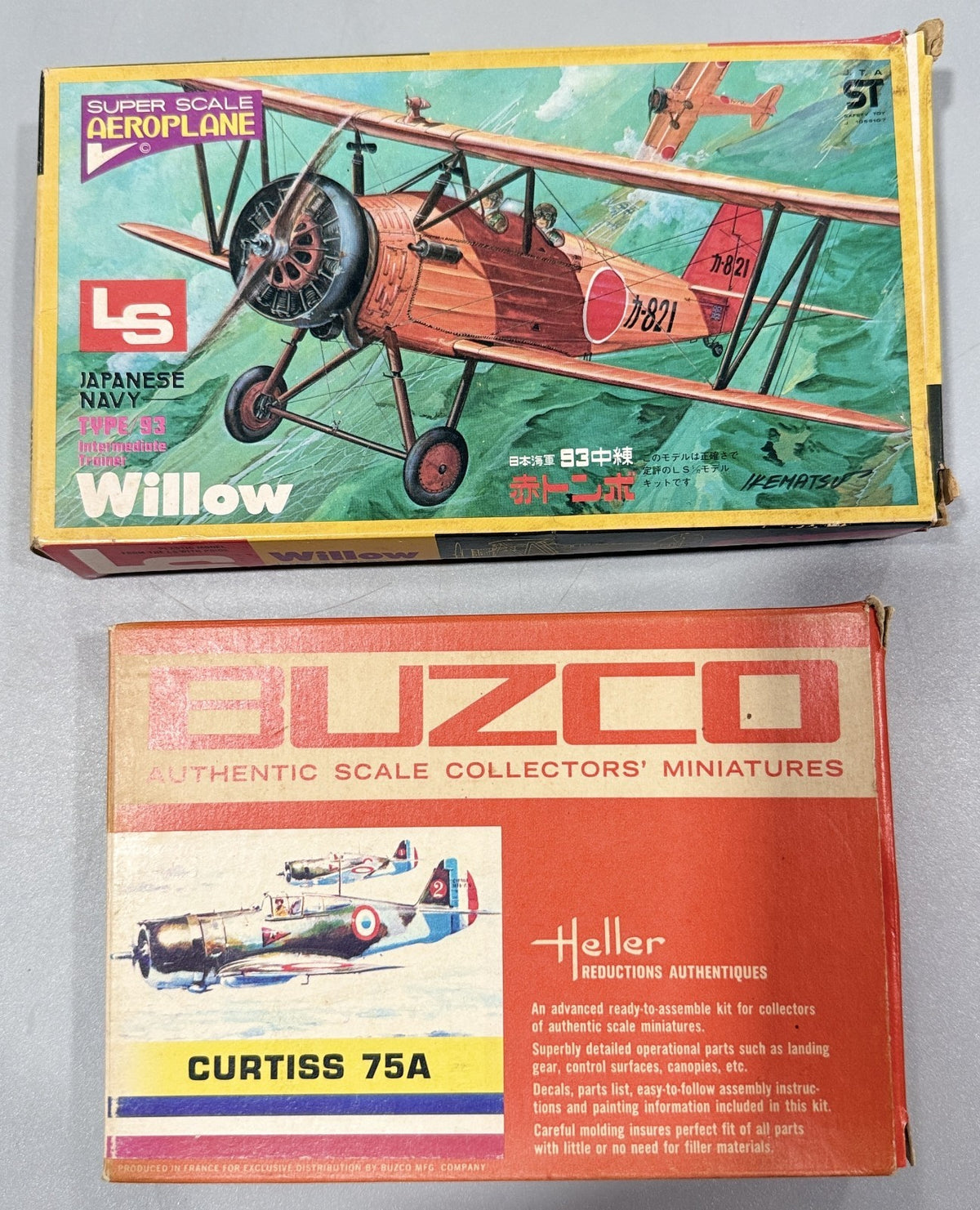 LS Willow & Buzco Heller Curtiss 75-A 1:72 Scale Vintage Model Kits Lot of 2