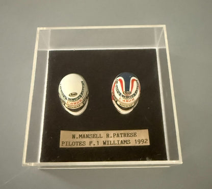 Paul's Model Art Minichamps Williams F1 1992 Nigel Mansell & Riccardo Patrese Helmet Set 1:18 Display