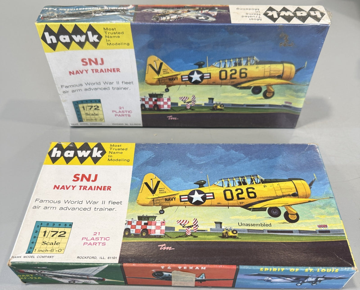 Hawk 609 SNJ Navy Trainer 1:72 Scale Vintage 1964 Model Kit Lot of 2