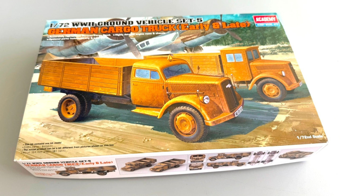 Academy German Cargo Truck Early & Late 1/72 WWII Military Model Kit 13404