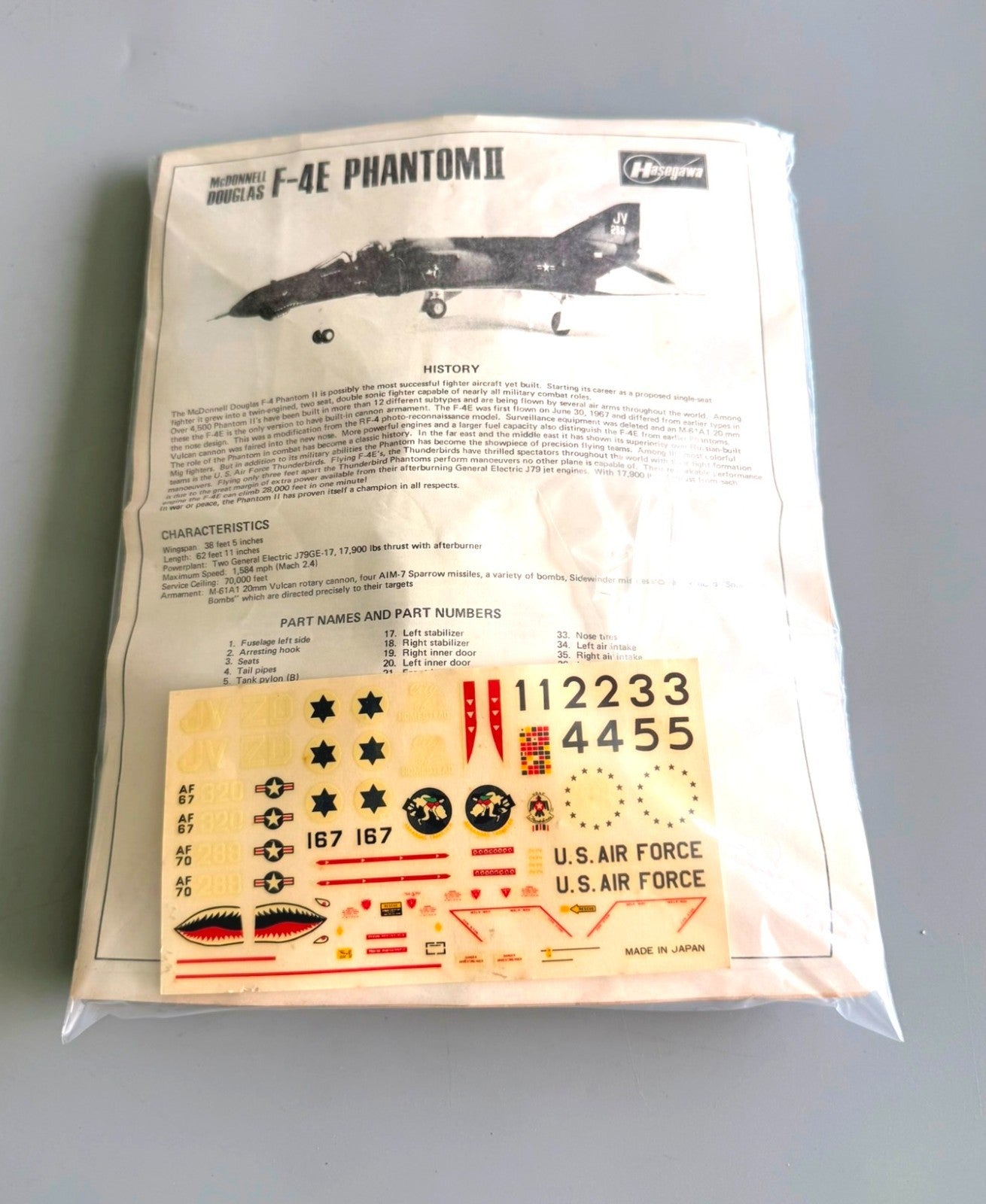 Hasegawa McDonnell Douglas F-4E Phantom II Aircraft 1/72 scale No Original Box