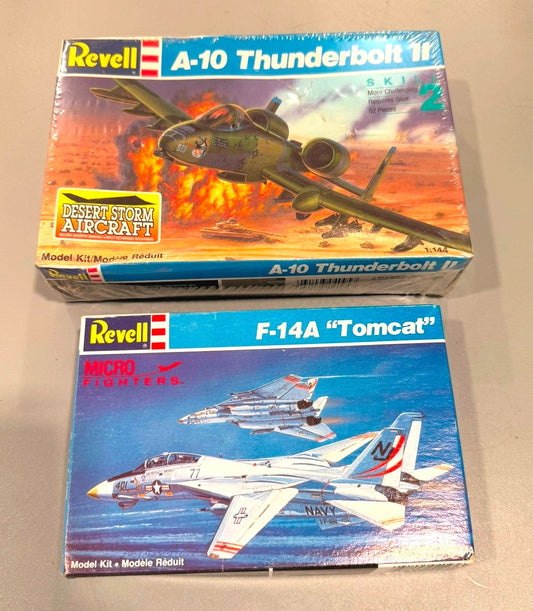 Revell 1/144 A-10 Thunderbolt II & F-14A Tomcat Jet Model Kits Lot of 2