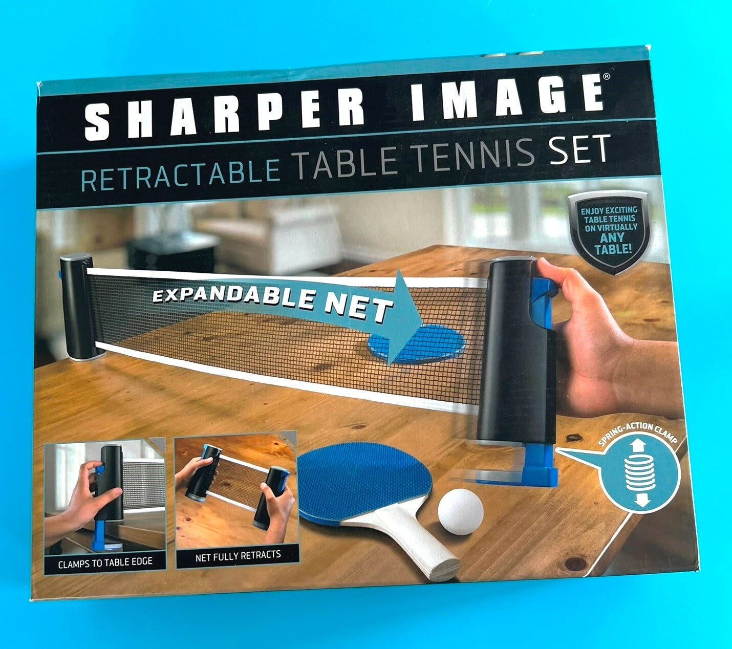 SHARPER IMAGE RETRACTABLE TABLE TENNIS SET