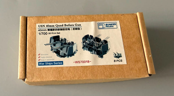 Bunker Studio 1/700 USN 40mm Quad Bofors Gun Late Version 3D Print Set WS70018.